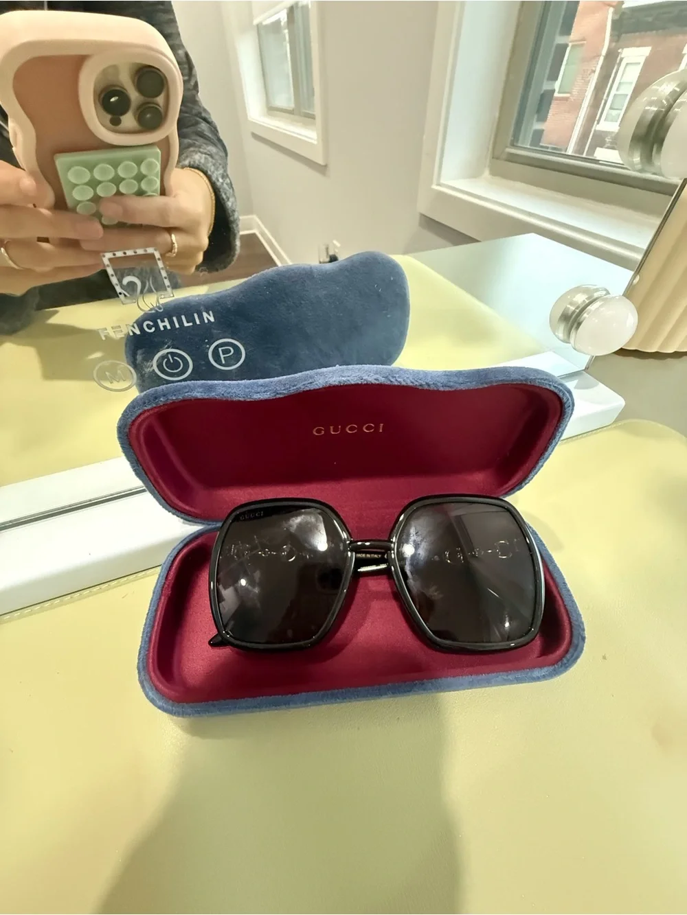 Gucci Black Square Sunglasses with Dark Lenses